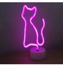 Neon Işıklı Kedi Lamba USB+Pil Dekoratif Aydınlatma