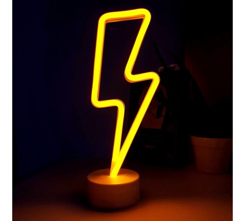 Neon Işıklı Şimşek Lamba USB+Pil Dekoratif Hediyelik