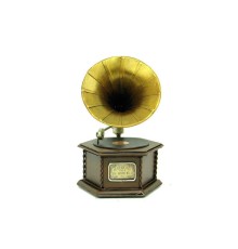 Dekoratif Metal Gramofon Kutu Obje Vintage Hediyelik