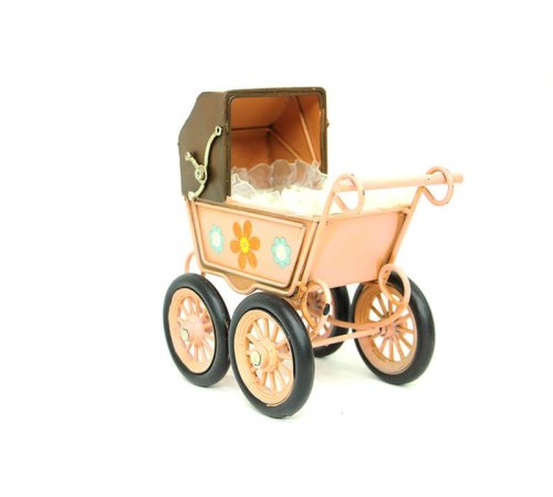 Dekoratif Metal Bebek Arabası Biblo Vintage Hediyelik