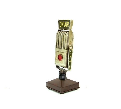 Dekoratif Metal Mikrofon Obje Biblo Vintage Hediyelik