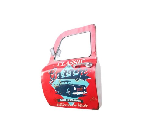 Dekoratif Classic Garage Temalı Kırmızı Araba Kapısı Ayna
