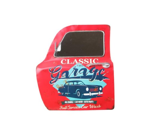 Dekoratif Classic Garage Temalı Kırmızı Araba Kapısı Ayna