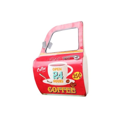 Dekoratif Coffee Temalı Kırmızı Araba Kapısı Ayna Hediyelik