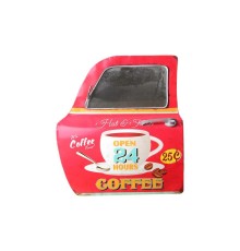 Dekoratif Coffee Temalı Kırmızı Araba Kapısı Ayna Hediyelik