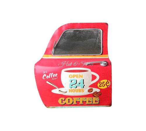 Dekoratif Coffee Temalı Kırmızı Araba Kapısı Ayna Hediyelik