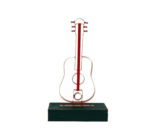 Obje Gitar Ahşap Standlı Biblo Dekoratif Ev Ofis Hediyelik
