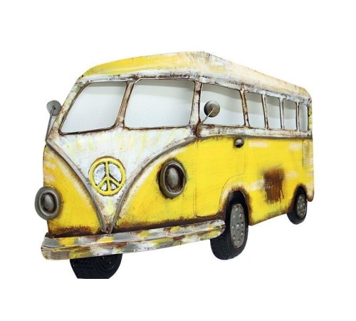 Minibüs Pano Sarı Vintage Dekoratif Ev Ofis Hediyelik