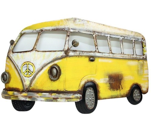 Minibüs Pano Sarı Vintage Dekoratif Ev Ofis Hediyelik