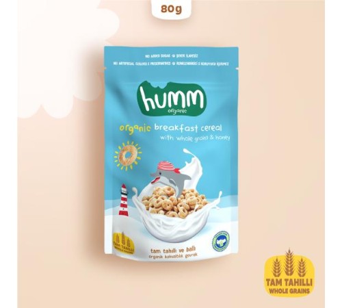 Humm Organik Tam Tahıllı ve Ballı Kahvaltılık Gevrek 80 Gr