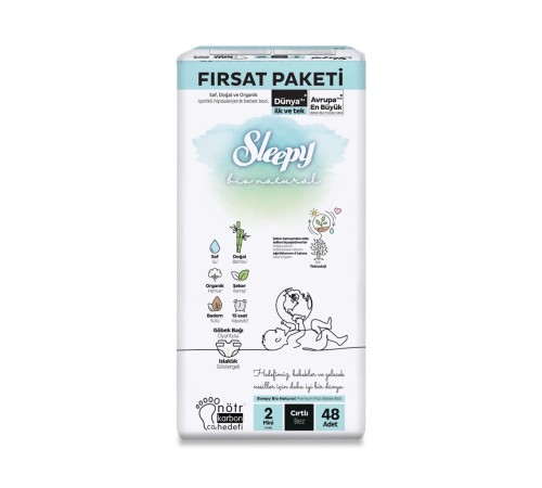 Bio Natural Bebek Bezi Fırsat Paketi 2 Beden 3-6 Kg 48 Adet