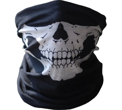 Siyah Renk Dikişsiz Çok Fonksiyonlu Çene Kafatası Yüz Maskesi Baf Buff Bandana Boyunluk Bileklik