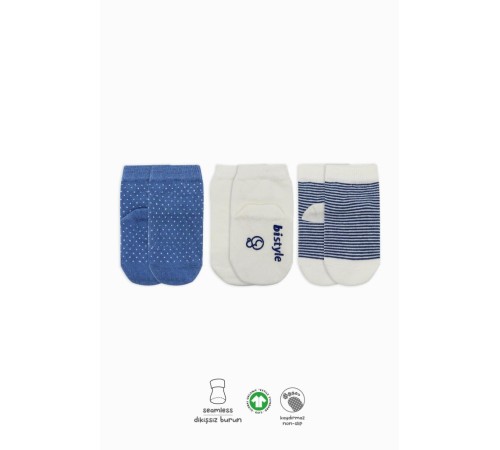 Puanlı Kaymaz Penye Soket Çorap 3'Lü BS10108 İndigo(ADET FİYATIDIR)