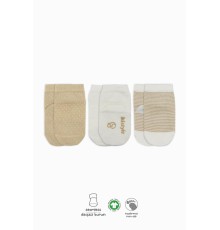 Puanlı Kaymaz Penye Soket Çorap 3'Lü BS10108 Bej