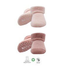 2'Li Çemberli Kaymaz Havlu Soket Çorap 10503 Pudra Pembe