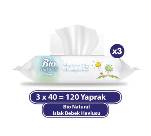 Bio Natural Islak Havlu Mendil 3x40 120 Yaprak