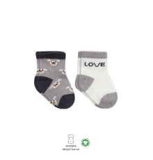 2'Li Love Dog Penye Soket Çorap 10118 Gri
