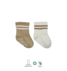 2'Li Çemberli Kaymaz Soket Çorap 10125 Bej-Ekru