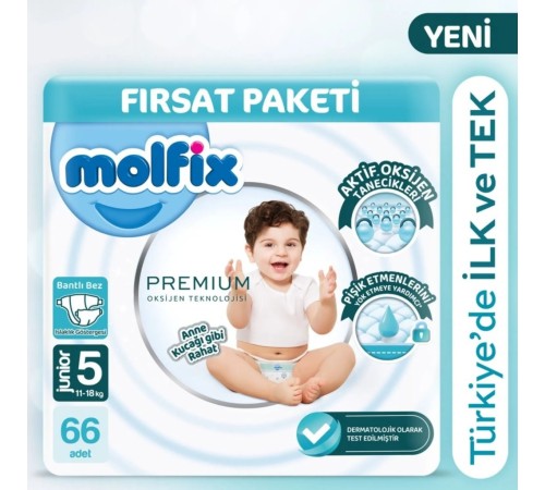 Premium Bebek Bezi Ultra Fırsat Paketi 5 Beden 11-18 Kg 66 Adet