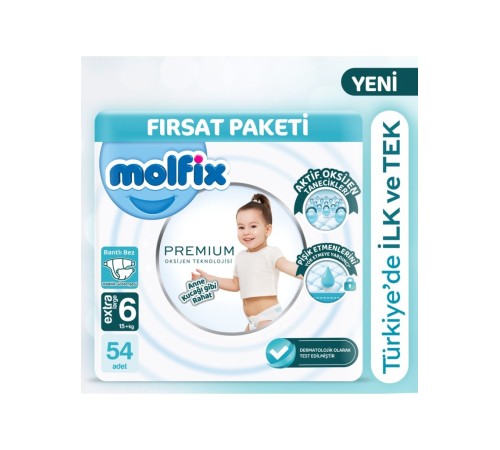 Premium Bebek Bezi Ultra Fırsat Paketi 6 Beden 15+ Kg 54 Adet