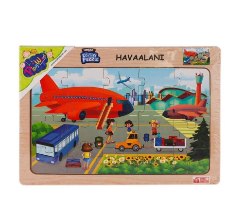 ONY-233-234-235-236 Ahşap Eğitici Puzzle Havaalanı -Onyıl Oyuncak