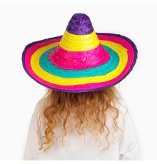 Sombrero Meksikaa Şapkası Renkli Örme Hasır Çocuk Boy