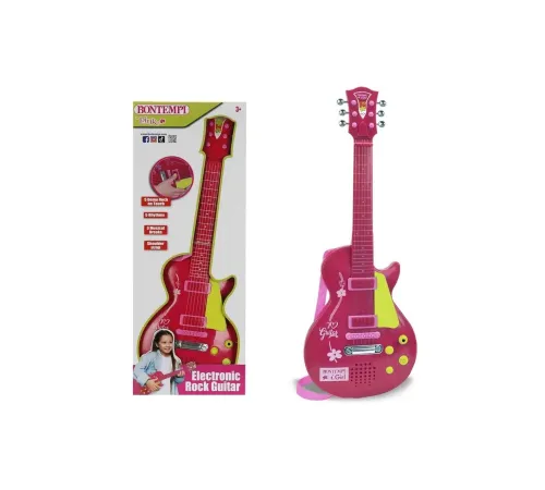 Elektronik Ayaklı Mikrofonlu Pembe Gitar