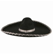 Sombrero Meksika Şapkası Mariachi Gümüş Şeritli Yetişkin Boy