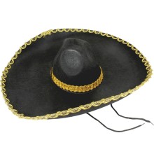 Sombrero Meksika Şapkası Mariachi Altın Şeritli Yetişkin Boy