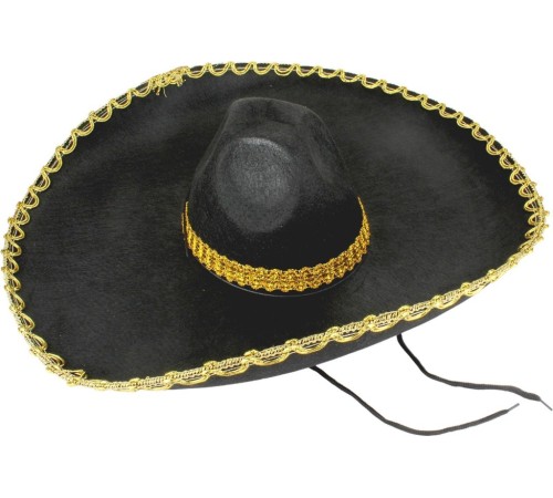 Sombrero Meksika Şapkası Mariachi Altın Şeritli Yetişkin Boy