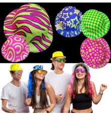 Farklı Desenlerde Plastik Neon UV Işık Parti Şapkası 1 Adet