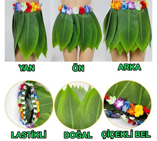 Tropikal Esintili Hawaii Yapraklı Parti Eteği Çocuk Boy