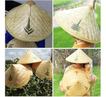 Naturel Renk Cambodia Kamboçyalı Vietnam Şapkası PVC Hasır