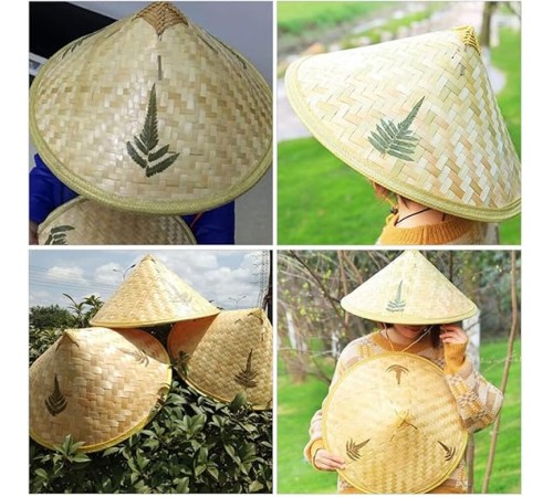 Naturel Renk Cambodia Kamboçyalı Vietnam Şapkası PVC Hasır