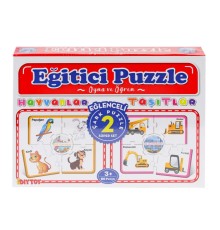 7196 Çark Puzzle Hayvanlar Taşıtlar 60 Parça