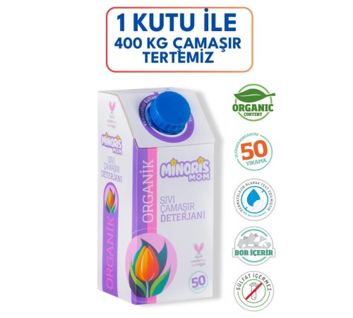 MOM Organik Sıvı Çamaşır Deterjanı 1 Lt 50 Yıkama