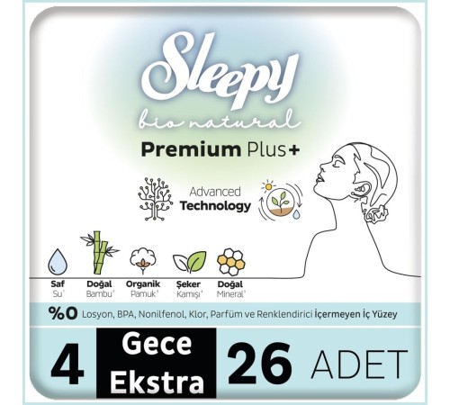 Bio Natural Premium Plus Mega Ekstra Gece Ped 26 Adet