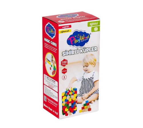 ONY-359 Ahşap Sihirli Küpler 100 Parça -Onyıl Oyuncak
