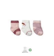 3'Lü Penye Rainbow Soket Çorap BS10113 Pudra