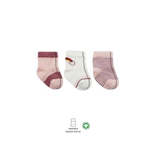 3'Lü Penye Rainbow Soket Çorap BS10113 Pudra