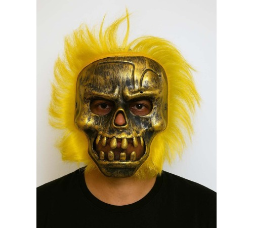Wild Skull - Bakır Kafatası Sarı Saçlı İskelet Maske