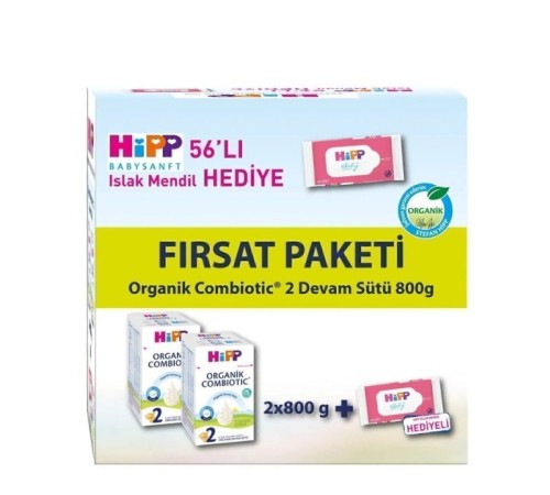 2 Organik Combiotic Bebek Sütü 800 Gr X2 Islak Mendil Hediyeli