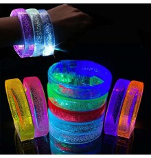 Mavi Led Işıklı Baskı Yapılabilen Pilli Bileklik Bilezik 1,5 cm Genişlik