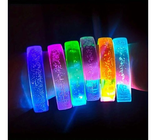 Mor Led Işıklı Baskı Yapılabilen Pilli Bileklik Bilezik 1,5 cm Genişlik