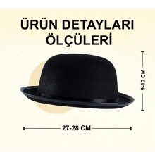 Stil Çocuk Şapkası – Siyah Melon Parti Şapkası