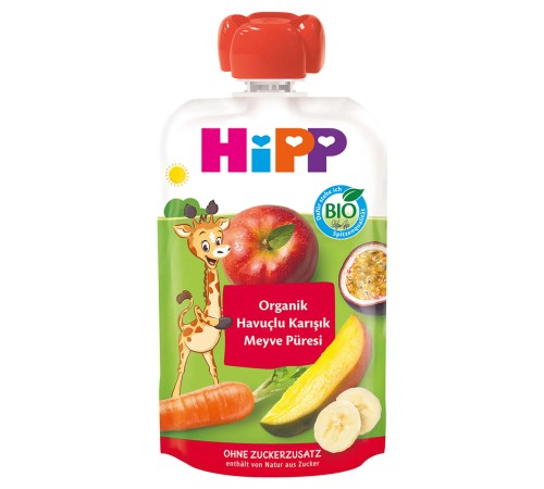 Organik Havuçlu Karışık Meyve Püresi 100 Gr
