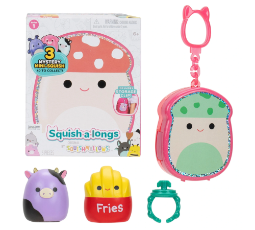 Squish-a-longs 3 Figür + Yüzük Çantalı Sürpriz Paket Seri 1