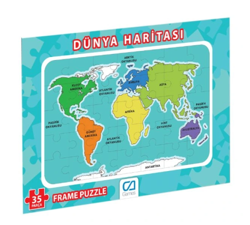 Dünya Haritası Frame Puzzle 35 Parça