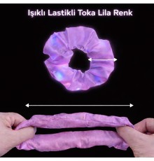 Lila Mor Renk Led Işıklı Lastikli Saç Tokası - 3 Modlu Festival Parti Saç Tokası