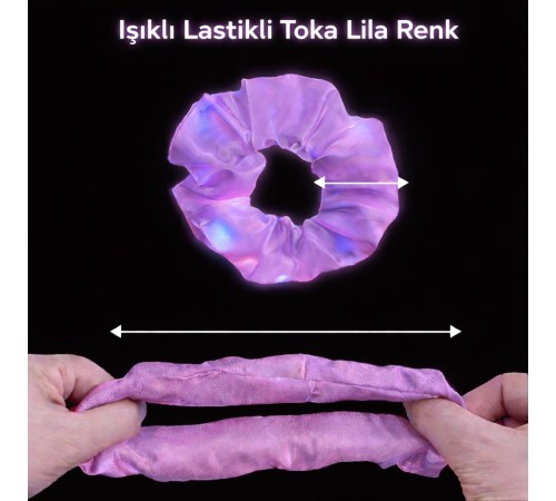Lila Mor Renk Led Işıklı Lastikli Saç Tokası - 3 Modlu Festival Parti Saç Tokası
